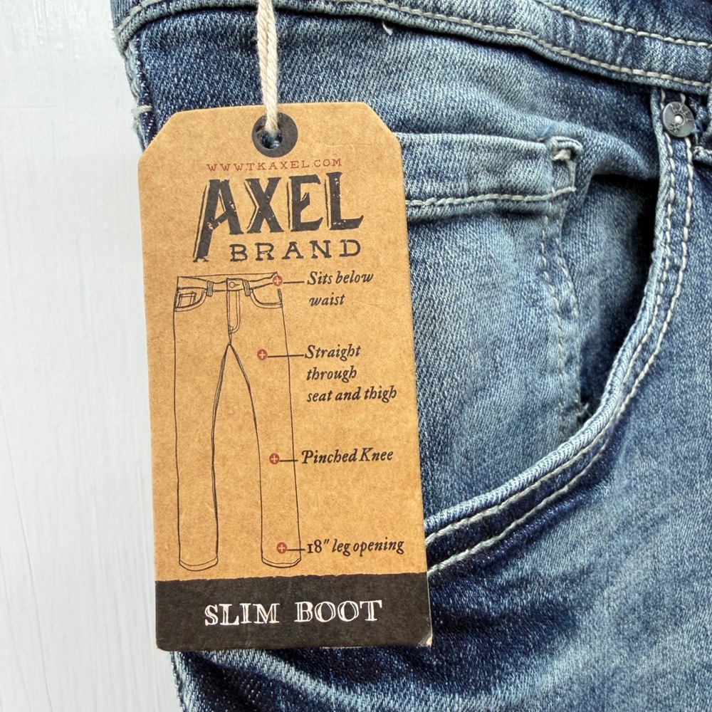 NWT Axel Mens 38 x 32 Thick Stitch Slim Boot Cut Stretch Denim Jeans AXMB0021 - Picture 7 of 12
